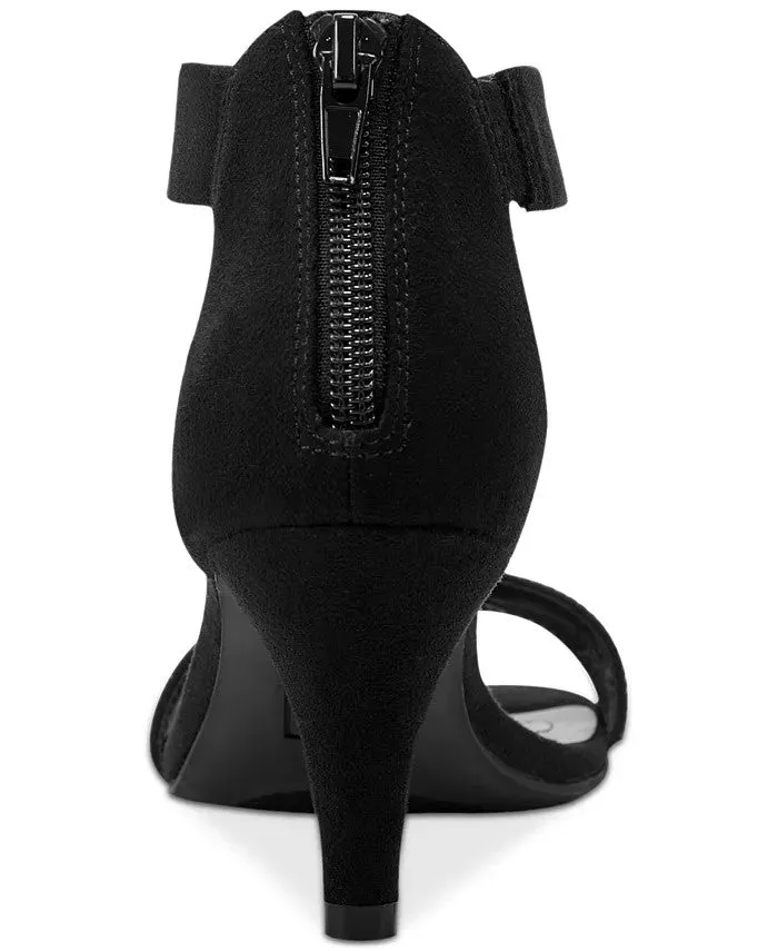 Style & Co. Phillyis Black/Silver Open Toe Casual Ankle Strap Heeled Sandals