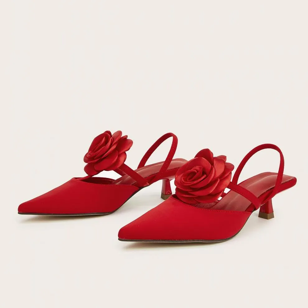 Tillbuy Flower Stiletto Pumps
