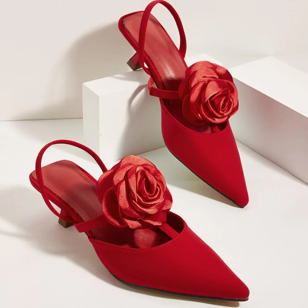 Tillbuy Flower Stiletto Pumps