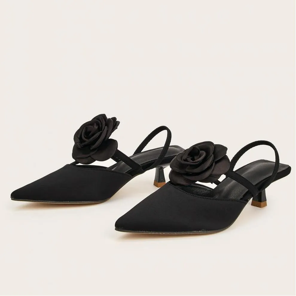 Tillbuy Flower Stiletto Pumps