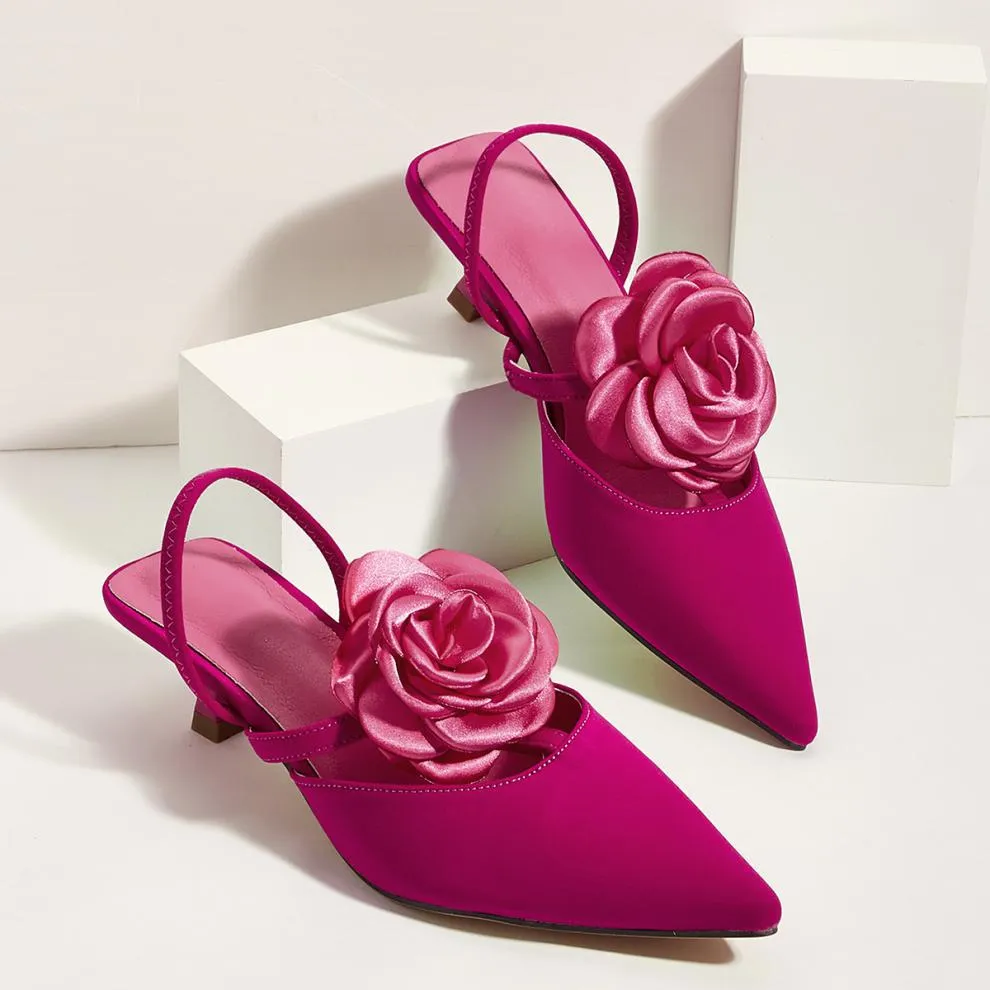 Tillbuy Flower Stiletto Pumps