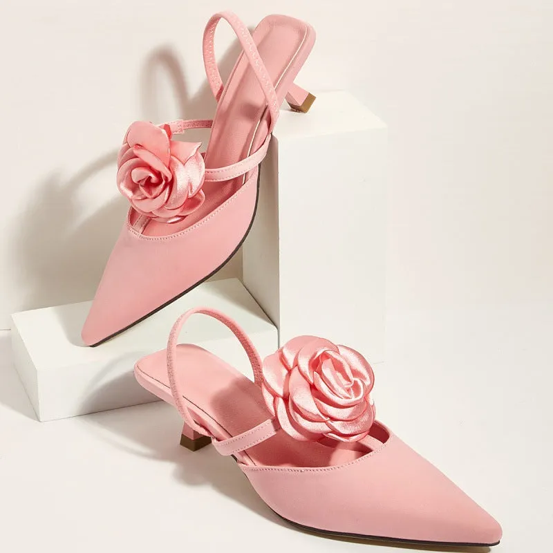 Tillbuy Flower Stiletto Pumps