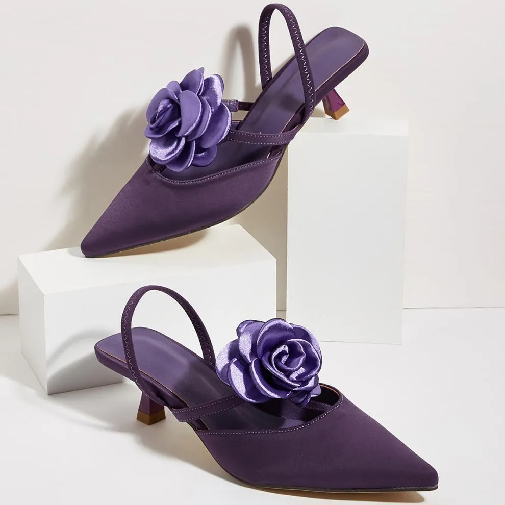Tillbuy Flower Stiletto Pumps