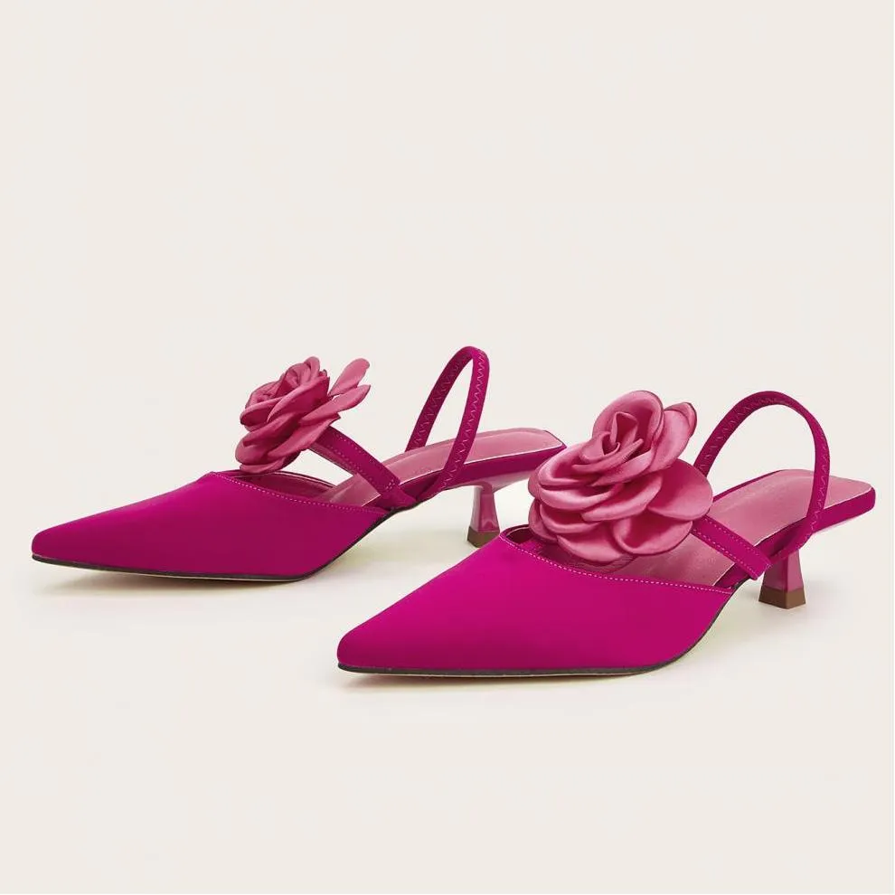 Tillbuy Flower Stiletto Pumps