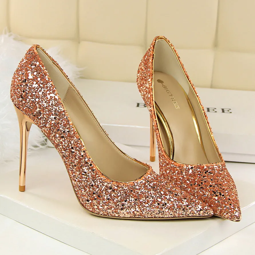 Tillbuy Sparkling Rhinestone Pumps