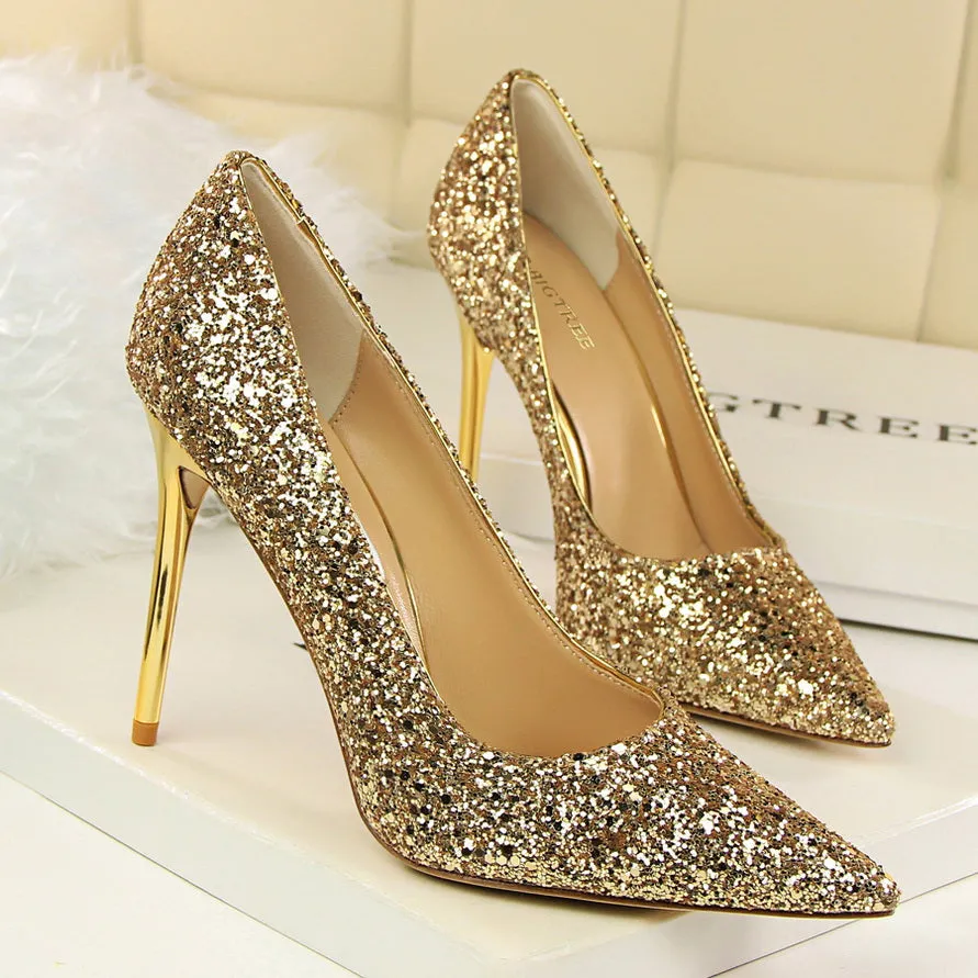 Tillbuy Sparkling Rhinestone Pumps