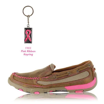 Twisted X Womens Bomber/Neon Pink Driving Moc
