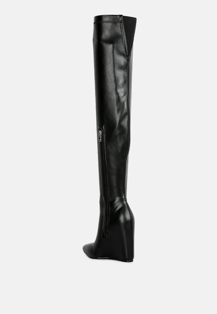 Wedge heel knee-high boots