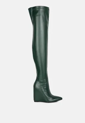 Wedge heel knee-high boots