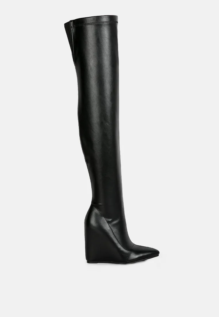 Wedge heel knee-high boots