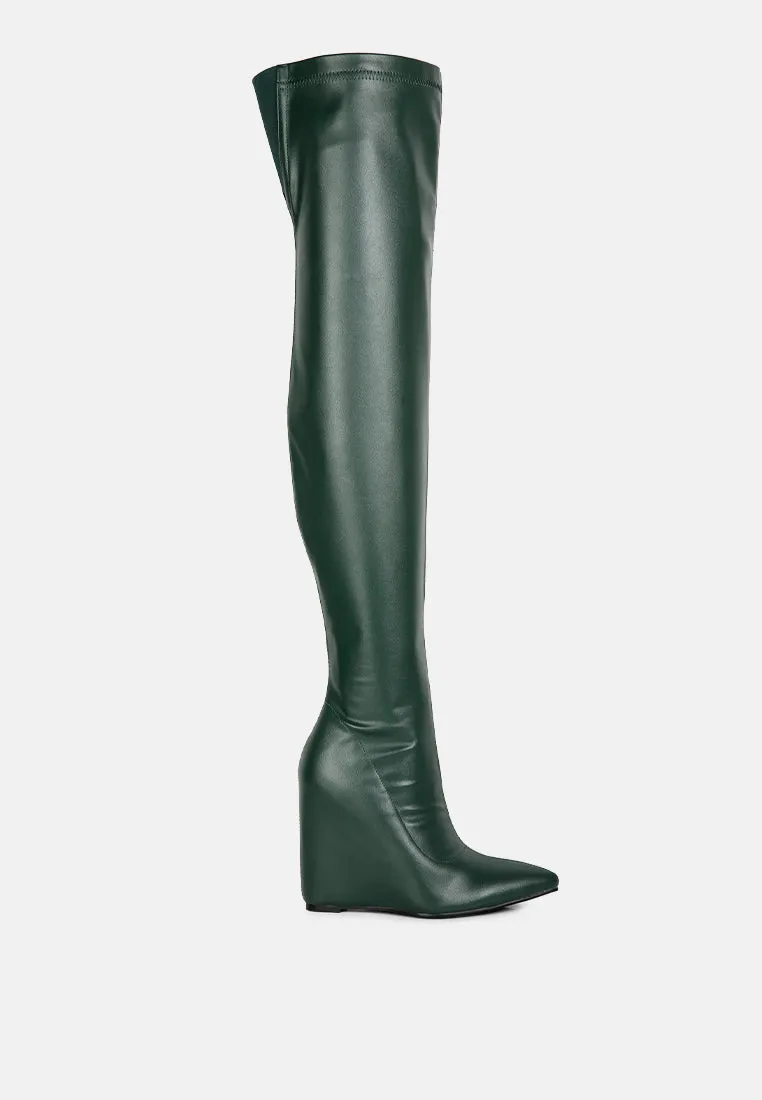 Wedge heel knee-high boots