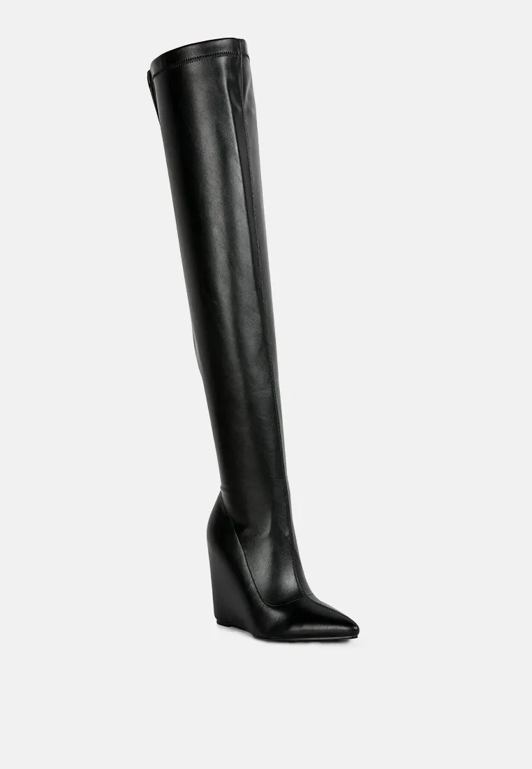 Wedge heel knee-high boots