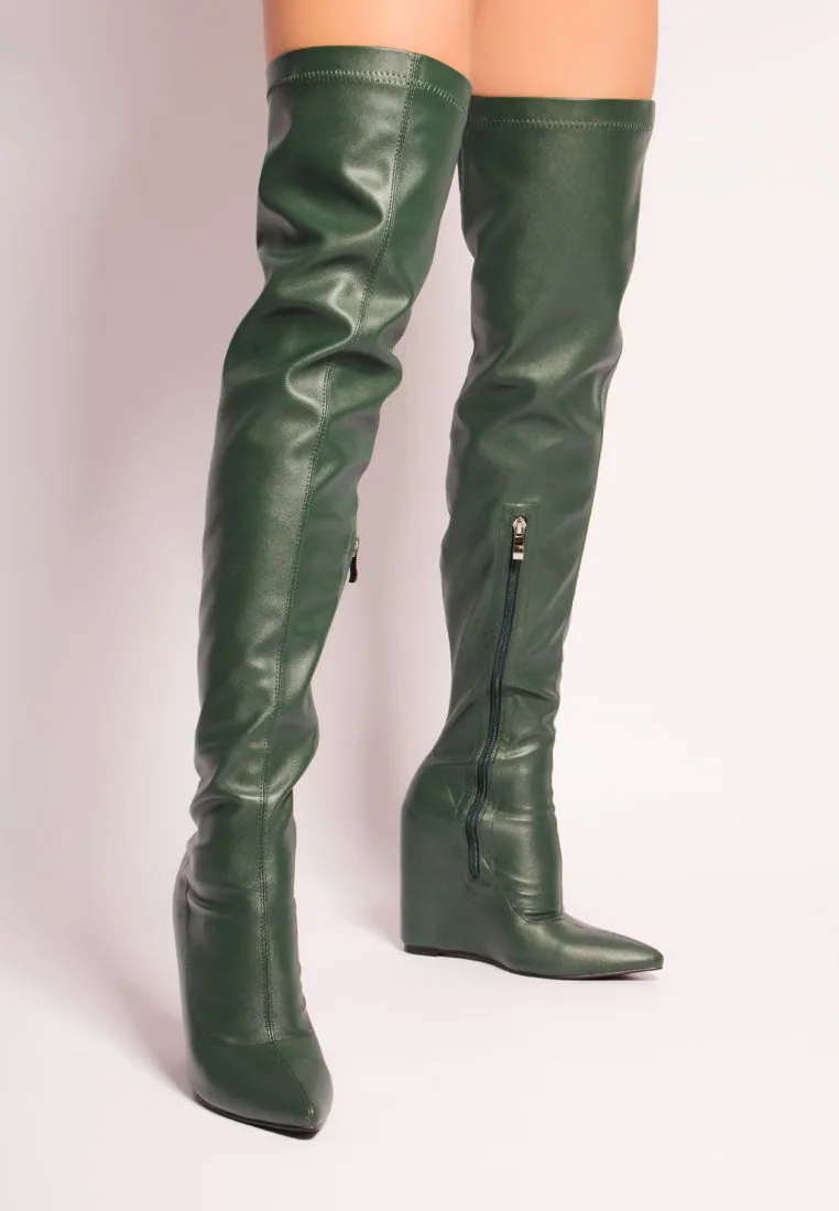 Wedge heel knee-high boots