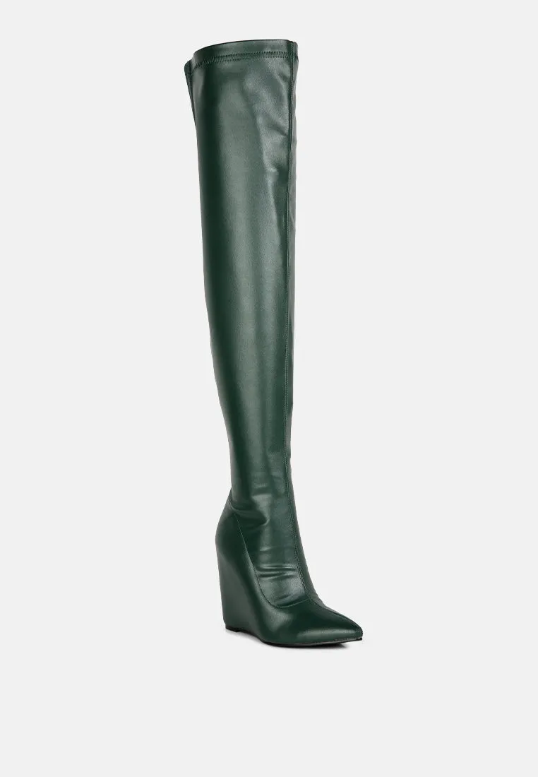 Wedge heel knee-high boots