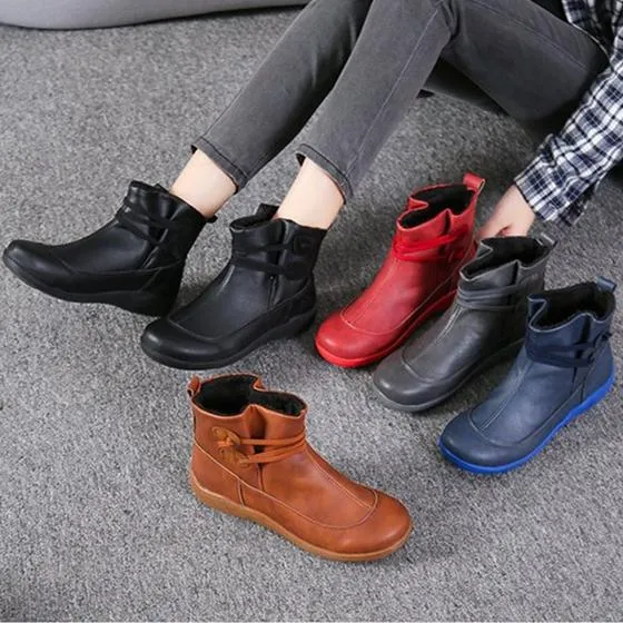 Women elastic band slip on ankle booties