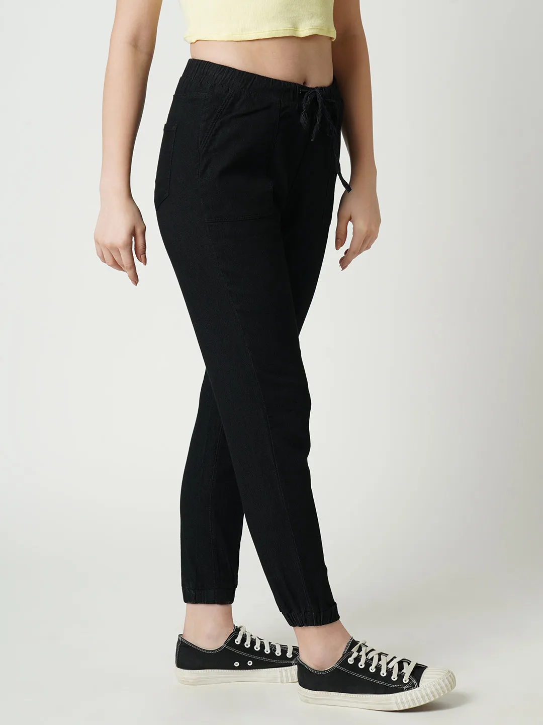 Women High-Rise Slim Fit Denim Jogger