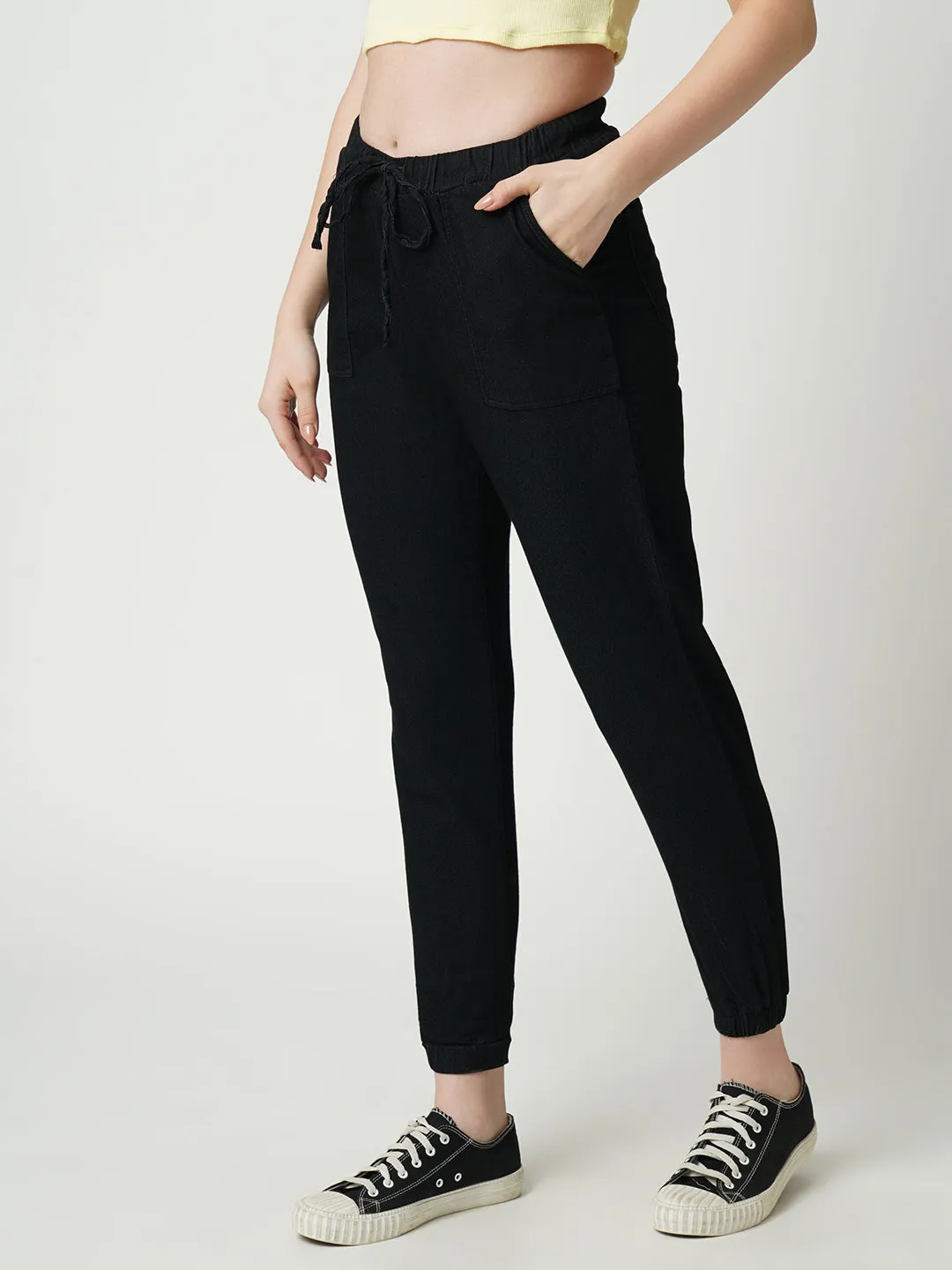 Women High-Rise Slim Fit Denim Jogger