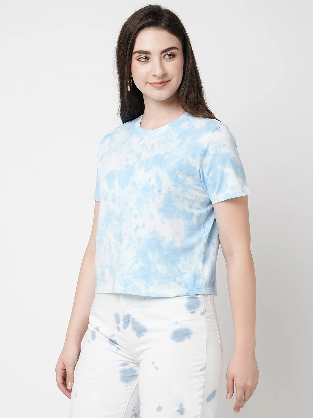 Women Sky Tie & Dye Short Sleeves T-shirt