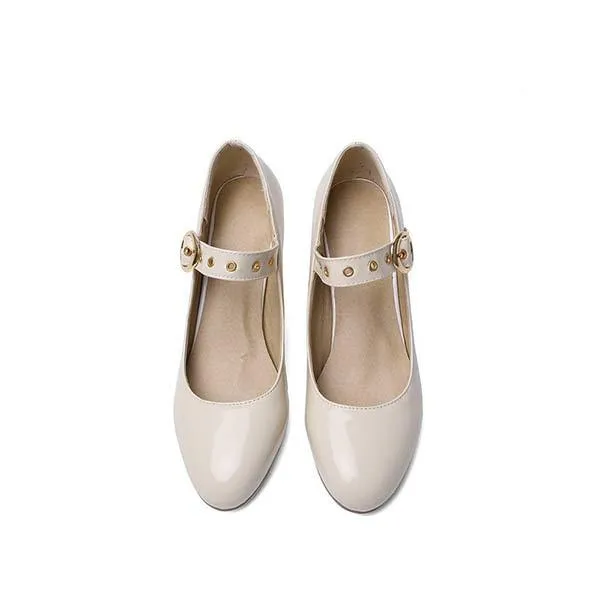 Women'S Chunky Heel Round Toe Medium Heel Pumps 66853037C