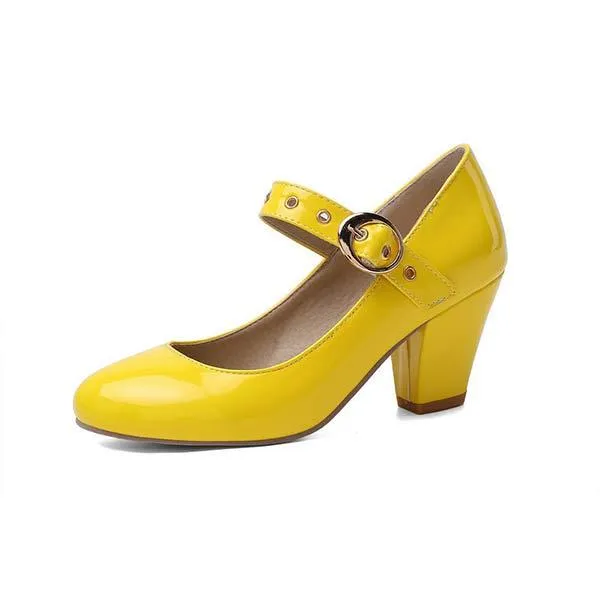 Women'S Chunky Heel Round Toe Medium Heel Pumps 66853037C