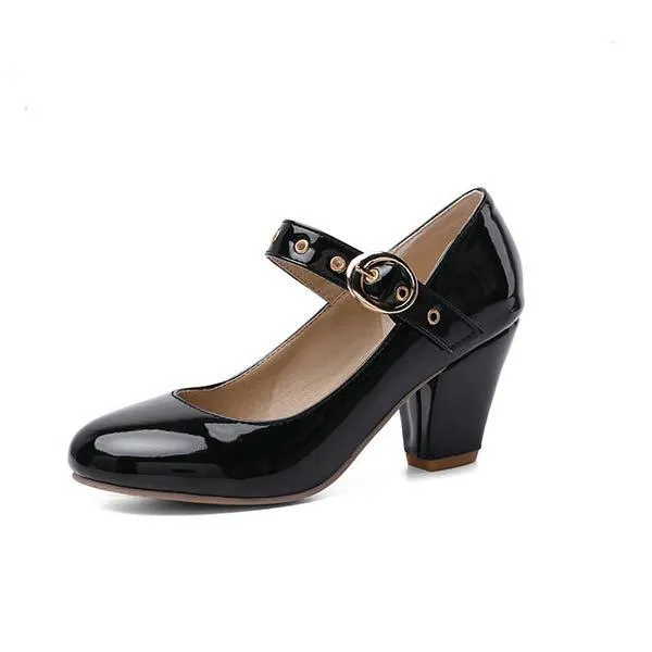 Women'S Chunky Heel Round Toe Medium Heel Pumps 66853037C