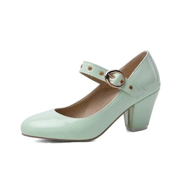 Women'S Chunky Heel Round Toe Medium Heel Pumps 66853037C
