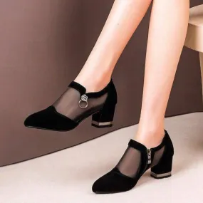 Women'S Chunky Mesh High Heels 02392520