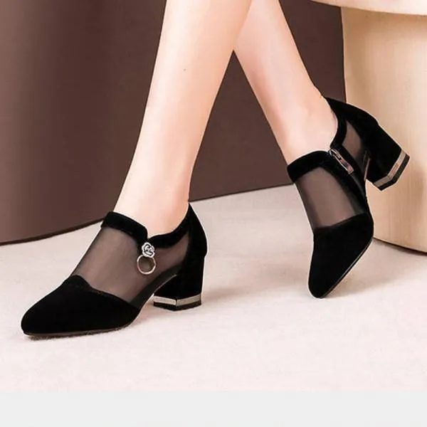 Women'S Chunky Mesh High Heels 02392520