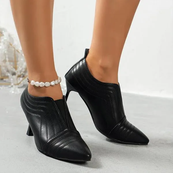Women's Elegant Nude Pointed Toe Stiletto Ankle Boots 37325720S