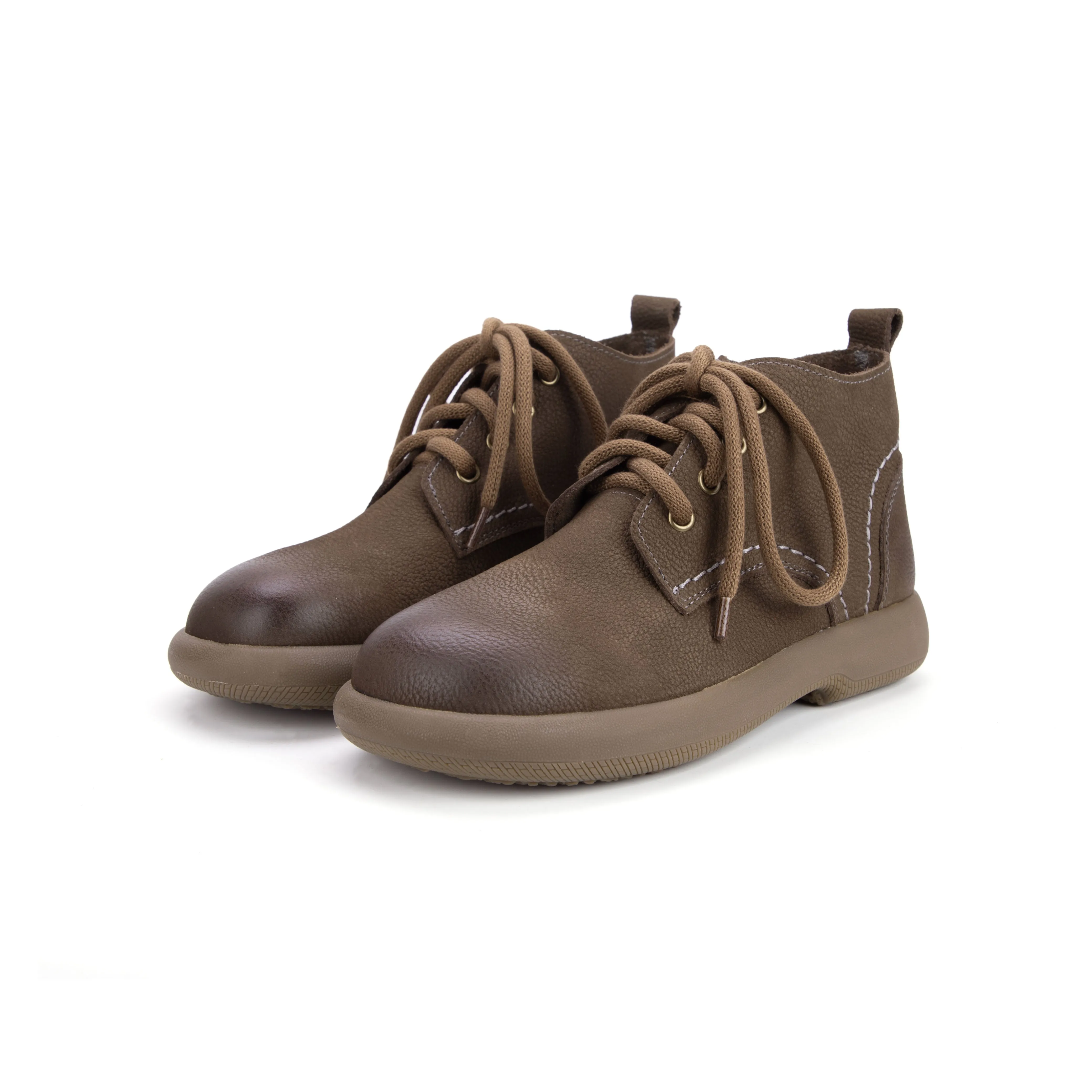 Women's Literary Leather Vintage Casual Lace-up Boots