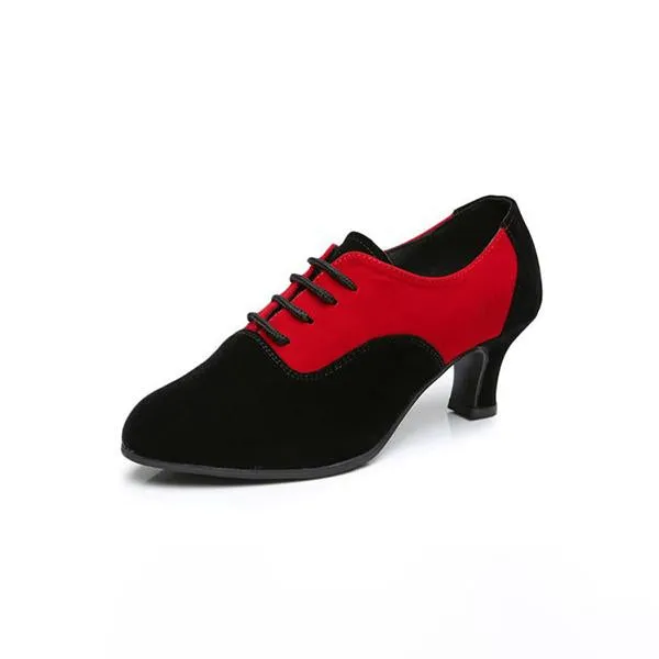 Women's Retro Anti-Slip Soft Sole Mid-Heel Dance Shoes 45530423S