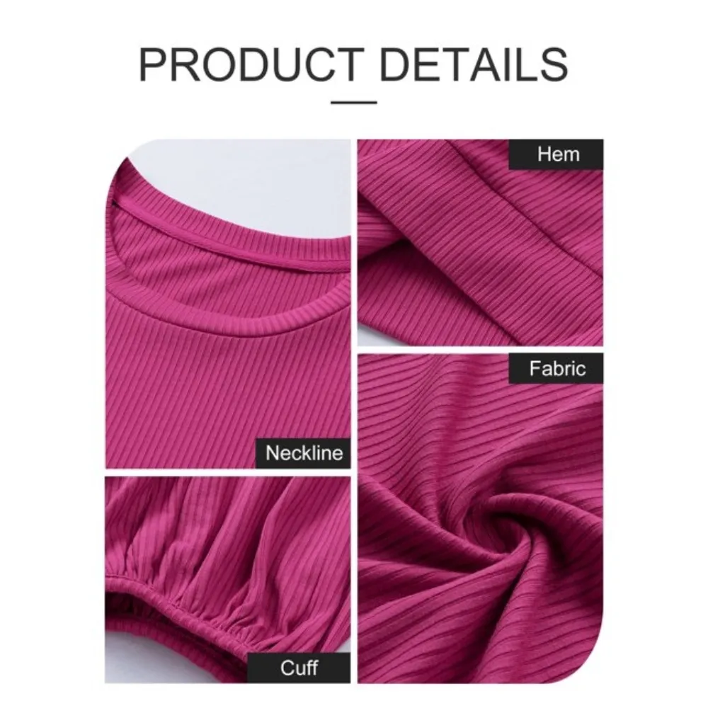 Women's Trendy Puff-Sleeve Top - Soft & Breathable Slim Fit-Pink
